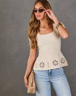 Easy Afternoon Floral Cut Out Peplum Top
