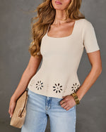 Easy Afternoon Floral Cut Out Peplum Top