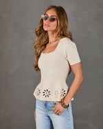 Easy Afternoon Floral Cut Out Peplum Top