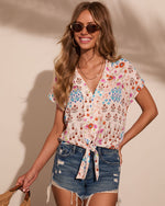 Darling Garden Floral Front Tie Top