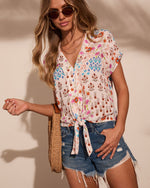 Darling Garden Floral Front Tie Top