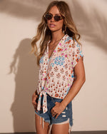 Darling Garden Floral Front Tie Top