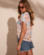 Darling Garden Floral Front Tie Top