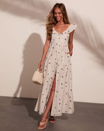 Days Muse Striped Embroidered Floral Maxi Dress