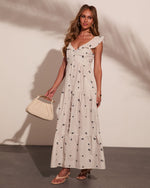 Days Muse Striped Embroidered Floral Maxi Dress