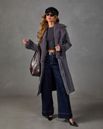 Roma Faux Fur Trim Waist Tie Denim Coat