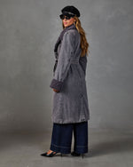 Roma Faux Fur Trim Waist Tie Denim Coat