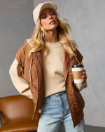 Tan % Fall And Forever Hooded Puffer Vest-6