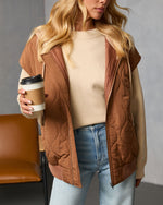 Tan % Fall And Forever Hooded Puffer Vest-5