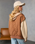 Tan % Fall And Forever Hooded Puffer Vest-4