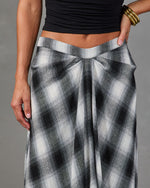 Coming Together Draped Plaid Maxi Skirt