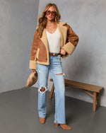 Autumn Air Suede Sherpa Trim Jacket