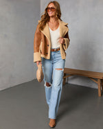 Autumn Air Suede Sherpa Trim Jacket