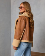 Autumn Air Suede Sherpa Trim Jacket