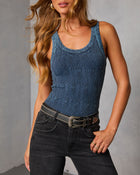 Vintage Denim % Savine Embroidered Floral Tank-1