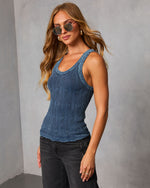 Vintage Denim % Savine Embroidered Floral Tank-3