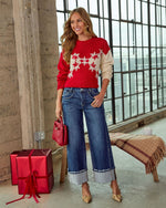 Frosted Classic Knit Fair Isle Snowflake Sweater