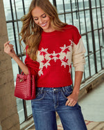 Frosted Classic Knit Fair Isle Snowflake Sweater