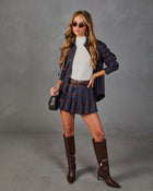 Crisp Charm Pleated Plaid Mini Skort