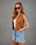 Sunset Saloon Studded Faux Suede Vest Top