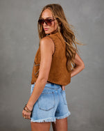 Sunset Saloon Studded Faux Suede Vest Top