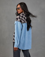 Sweet Season Plaid Denim Panel Longline Button Up Top