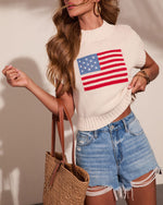 Freedom Flag Graphic American Flag Sleeveless Sweater