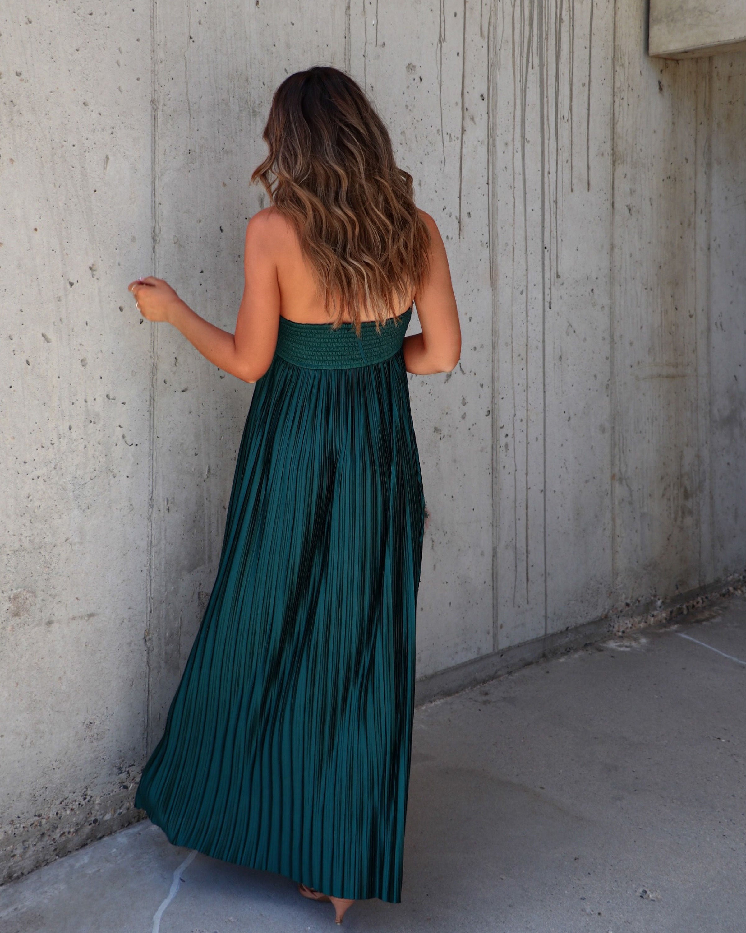 raise a toast satin plisse halter maxi dress Raise A Toast Satin Plisse Halter Maxi Dress