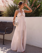 Sand % Elmhurst Ruched Halter Maxi Dress-12