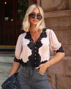 Harlowe Satin Lace Trim Top