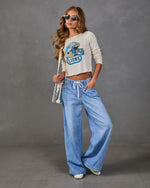 Detroit Lions Waffle Knit Long Sleeve Graphic Top