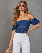 Saray Smocked Denim Top