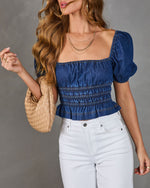 Saray Smocked Denim Top