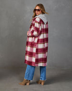 Off Campus Twofer Hooded Plaid Coat
