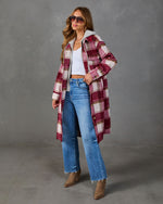 Off Campus Twofer Hooded Plaid Coat