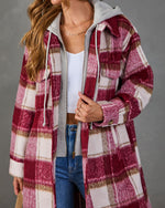 Off Campus Twofer Hooded Plaid Coat
