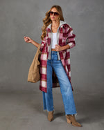 Off Campus Twofer Hooded Plaid Coat
