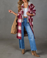 Off Campus Twofer Hooded Plaid Coat