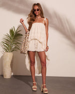 Golden Tropics Drawstring Mid Rise Bubble Hem Shorts