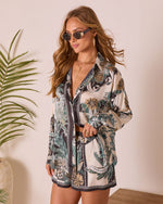 Island Current Abstract Printed Button Up Top