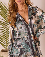 Island Current Abstract Printed Button Up Top