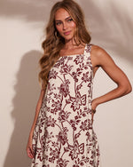 Jordanah Floral Print Midi Dress