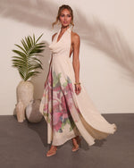 Raynah Floral Print Cowl Neck Maxi Dress