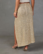 Kassy Sequin Embellished Waist Tie Midi Skirt