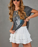 Off White % Kissed Honey Tiered Ruffle Lace Mini Skirt-4