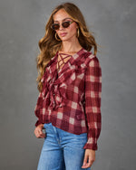 Sienna Muse Plaid Ruffle Blouse
