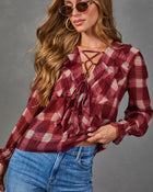 Sienna Muse Plaid Ruffle Blouse