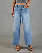 Mykel Super Stretch Mid Rise Wide Leg Jeans