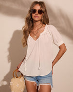 Marina Romance Cotton Neck Tie Top