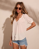 Marina Romance Cotton Neck Tie Top